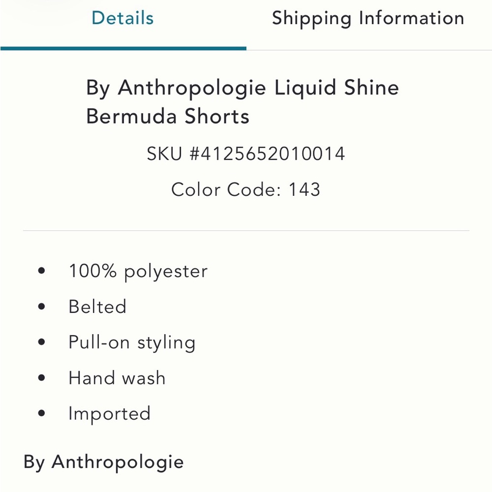By Anthropologie Liquid Shine Bermuda Shorts 0 - Picture 4 of 6